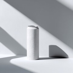 Minimalist White Can Mockup with Sunlight and Shadows