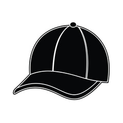 Solid black silhouette of a baseball cap vector Art & Illustration on a white background