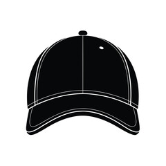Solid black silhouette of a baseball cap vector Art & Illustration on a white background