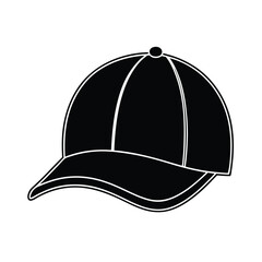 Solid black silhouette of a baseball cap vector Art & Illustration on a white background