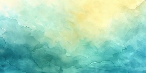 Abstract Watercolor Background with Turquoise and Yellow Hues