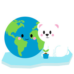 Earth Day, Cat, Planet, Globe, Heart, Recycle, Cape, House, Solar Panel, Wind Turbine, Cute, Cartoon, Green, Blue, Animal, Kitten, Happy, Environment, Nature, Illustration