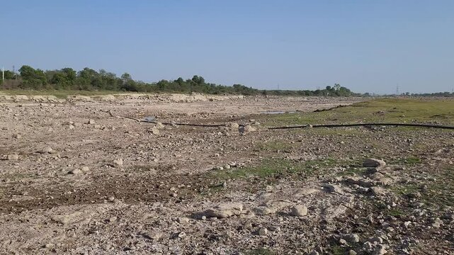 Dry River Landscape Captured in Serene Nature Video