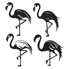 set of flamingo silhouettes