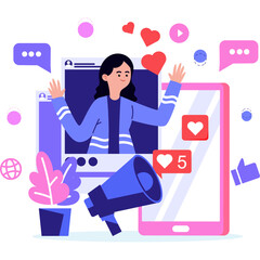 Social Media Flat Illustration