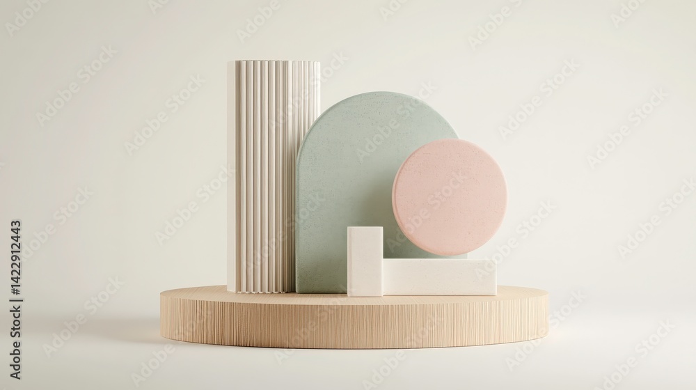 Poster modern minimalist display with soft pastel elements