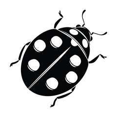 Solid black silhouette of a ladybug, Art & Illustration on a white background