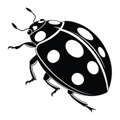 Obraz premium Solid black silhouette of a ladybug, Art & Illustration on a white background