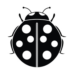Solid black silhouette of a ladybug, Art & Illustration on a white background