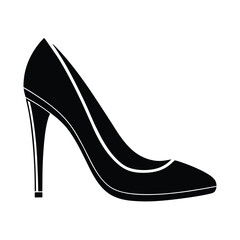 Women's high-heeled shoe icon, black silhouette, Art & Illustration on a white background