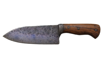 Artisan Hand Forged Knife with Unique Textured Blade and Wooden Handle