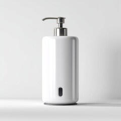 Obraz premium Minimalist White Soap Dispenser with Chrome Pump