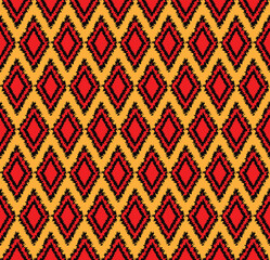 Modern Seamless Vector Pattern Abstract Floral and Geometric Ikat for Textiles Graphics Backgrounds Fabric Prints Banners Interiors Wallpaper