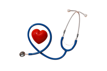 Heart and stethoscope represent dedication on international nurse day, isolated on white, PNG