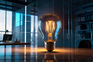 Futuristic Office Meeting Room with Glowing Globe Light
