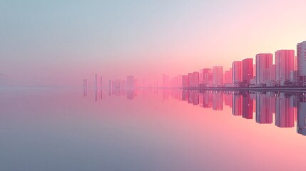 Fototapeta premium Neon city skyline reflected in a futuristic river, advanced waterfront architecture, AI-managed ecosystem, high-tech lighting, cybernetic aesthetic, conceptual urban design, immersive urban energy,