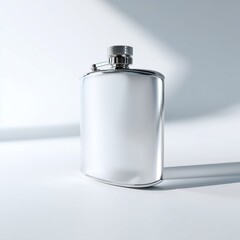 Polished Stainless Steel Hip Flask in Stark White Studio
