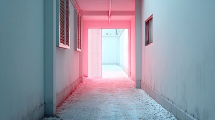 Obraz premium Neon-drenched futuristic alleyway, cyberpunk aesthetic, AI-integrated urban lifestyle, glowing city lights, immersive urban textures, hyper-modern cityscape, fine art digital rendering, atmospheric