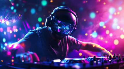 DJ in vibrant lighting
