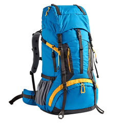blue outdoor backpack isolated on transparent or white background