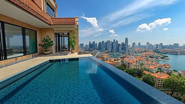 Luxury Penthouse Pool with Panoramic Singapore Skyline