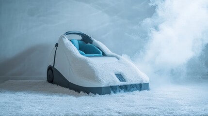 Steam Cleaning Machine in Operation on White Background