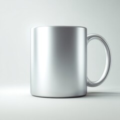 Silver Mug Mockup on White Background