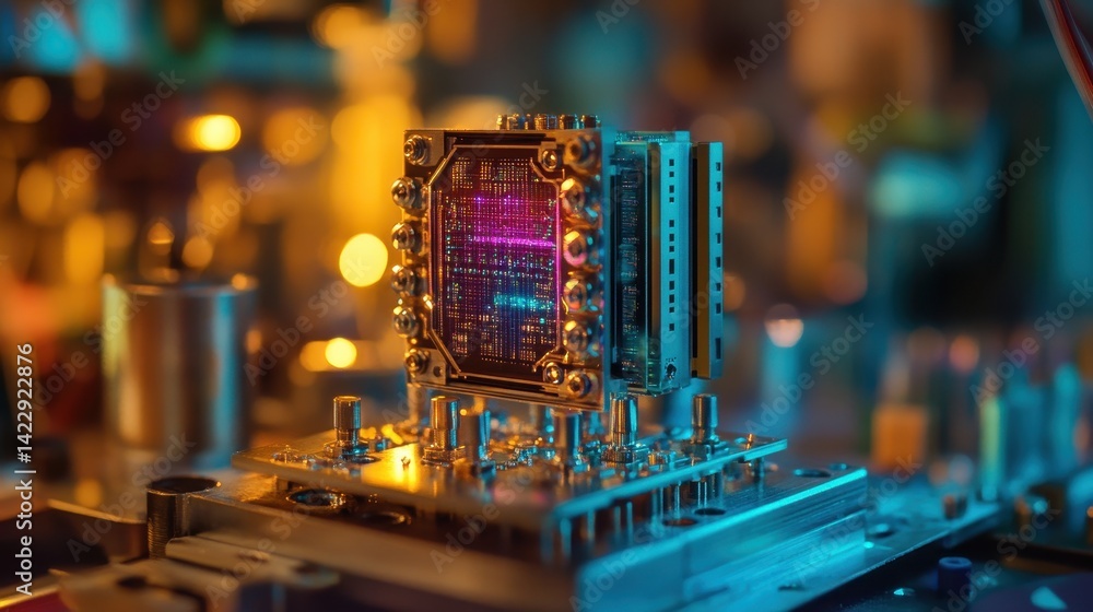 Aufkleber complex quantum computer processor on a circuit board, studio shot. depicts the future of computing 