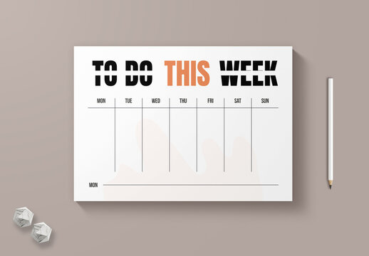 Minimal Weekly Planner Template Modern To-Do List Layout