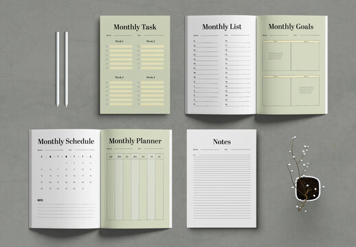 Monthly Planner Template Minimalist Productivity Layout
