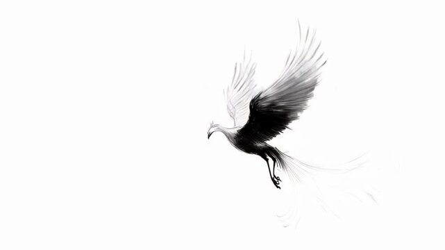 Mythical bird in flight against white background. Possible use stock photography for nature, fantasy, and spirituality themes