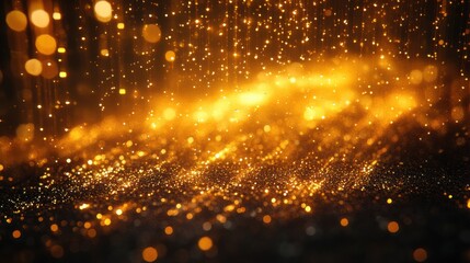 Naklejka premium luxurious gold lights falling in an abstract gala texture - image stock