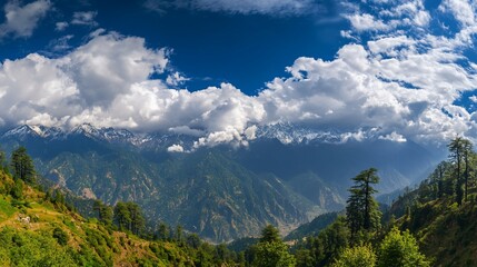 Obraz premium Panoramic view of the majestic Himalayan mountains with snow-capped peaks