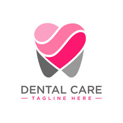 medical dental logo, care dental logo, love tooth logo