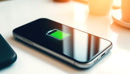 Smartphone Charging with Full Battery Symbol