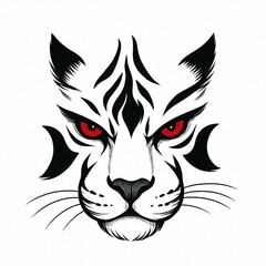 Obraz premium Whitefire Tiger is a mystical beast symbolizing strength, focus, and raw power. With burning red eyes and bold tribal stripes, it stands as a guardian of the spirit realm
