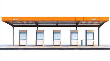 Minimalist Bus Station with Informational Signs