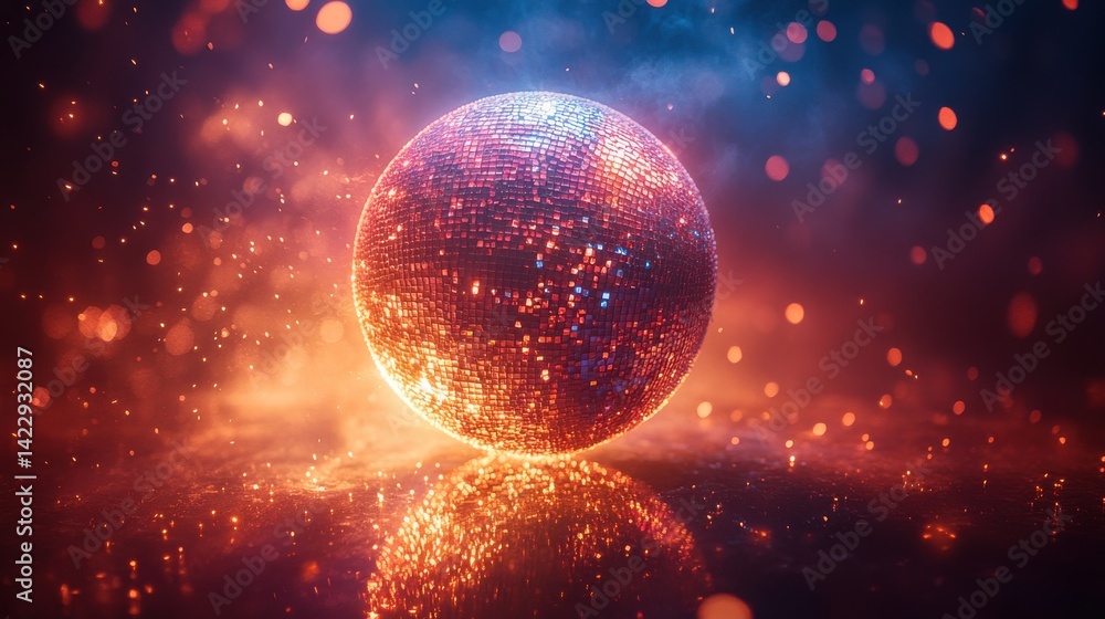 Aufkleber radiant disco ball with beams of light creating a dynamic atmosphere - image for design