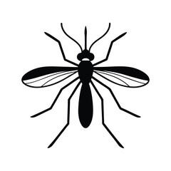 Solid black silhouette of a mosquito vector art and illustration on a white background