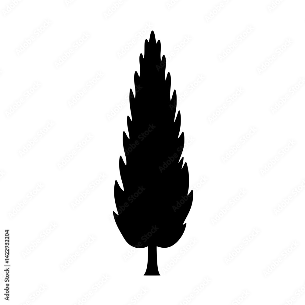 Poster cypress tree silhouette: a stark silhouette of a towering cypress tree, its symmetrical form standin