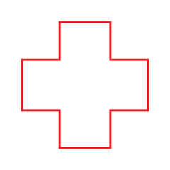 outline of red cross. isolated on white background