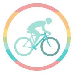 Fototapeta premium motion blur cyclist with faded pastel stripes in a circle t shirt design