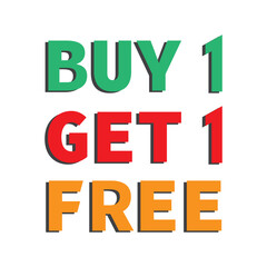 Buy 1 get 1 free vector template design icon. Buy one get one sticker, tag, banner, poster.