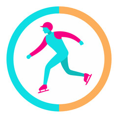 Obraz premium neon retro colors behind skating player in a circle t shirt design