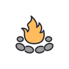 Campfire colored icons, minimalist vector illustration ,simple transparent graphic element .Isolated on white background