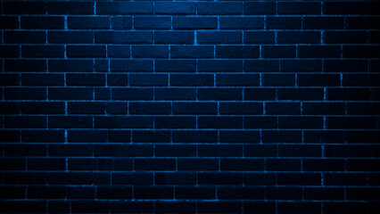 AI generated Cyberpunk aesthetics 3D rendering of a dark blue brick wall