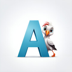 Capital letter A with an albatross.
