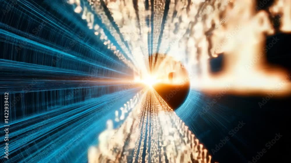 Poster futuristic digital tunnel with binary code