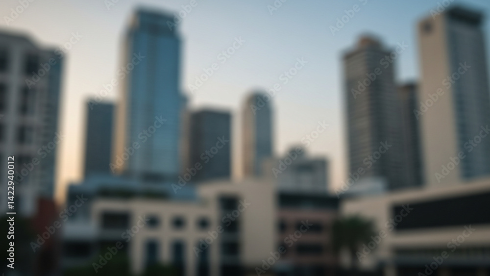 Aufkleber a hazy collage of urban structures serves as the backdrop, featuring a defocused image