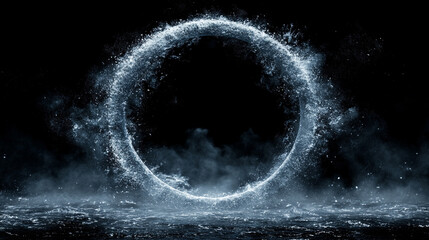 Water flowing in a perfect circular form symbolizes the eternal cycle of life, unity, balance, and the natural rhythm of renewal and interconnectedness found in ecosystems and human emotion

